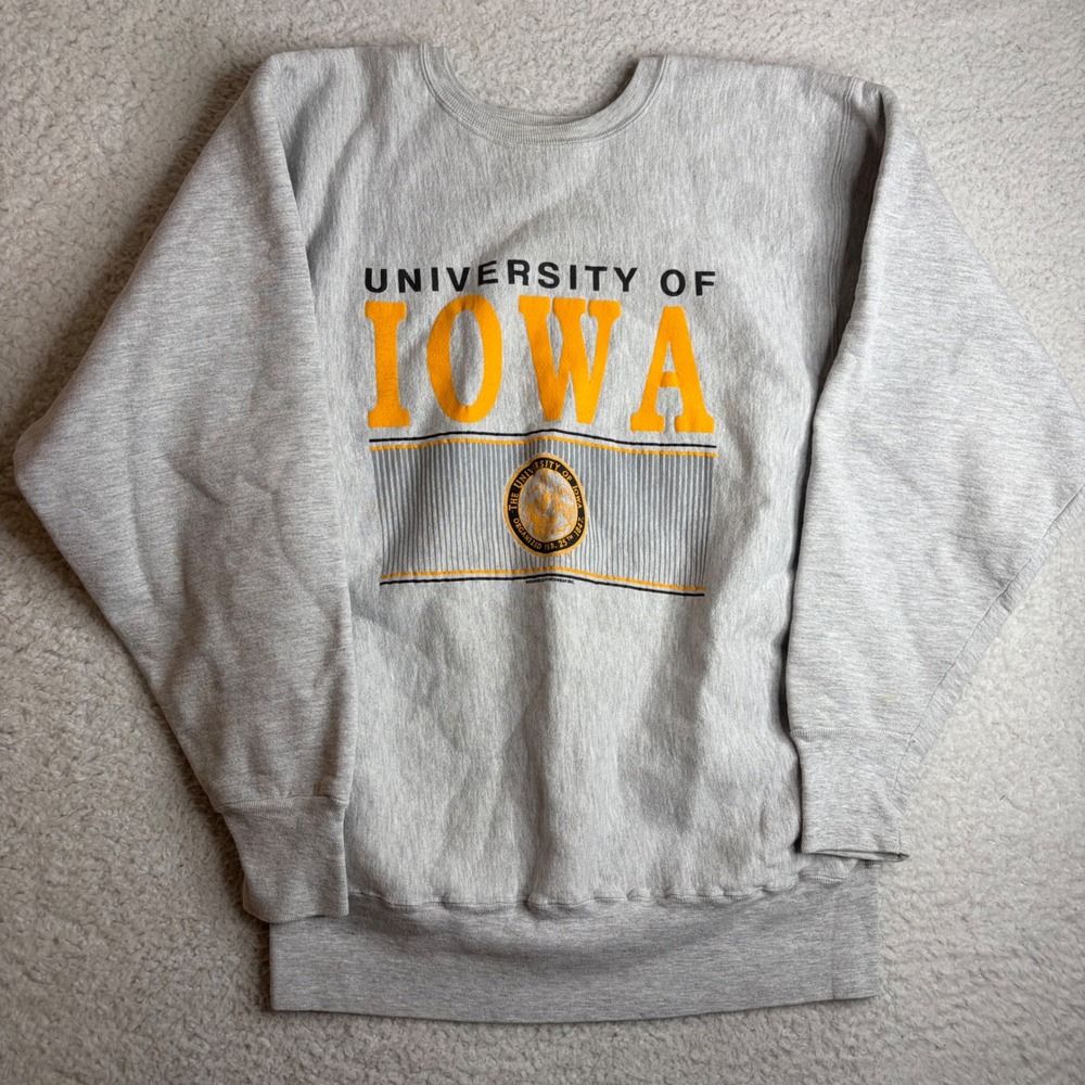 Vintage University of Iowa Hawkeye Sweatshirt XXL Gray Wide World Sportswear USA